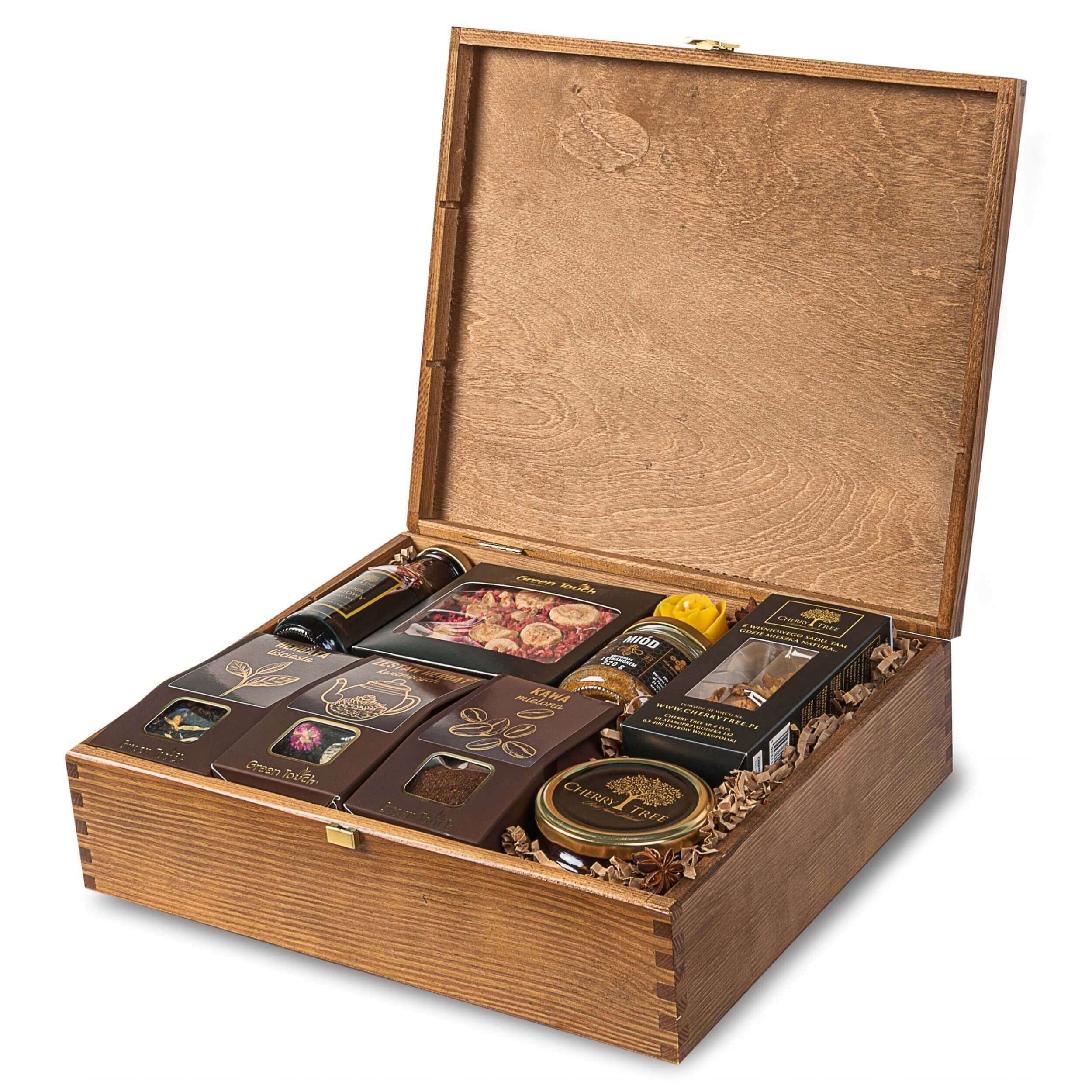 Levně Dárková sada v krabičce dárek deluxe sladkosti káva čaj čaj