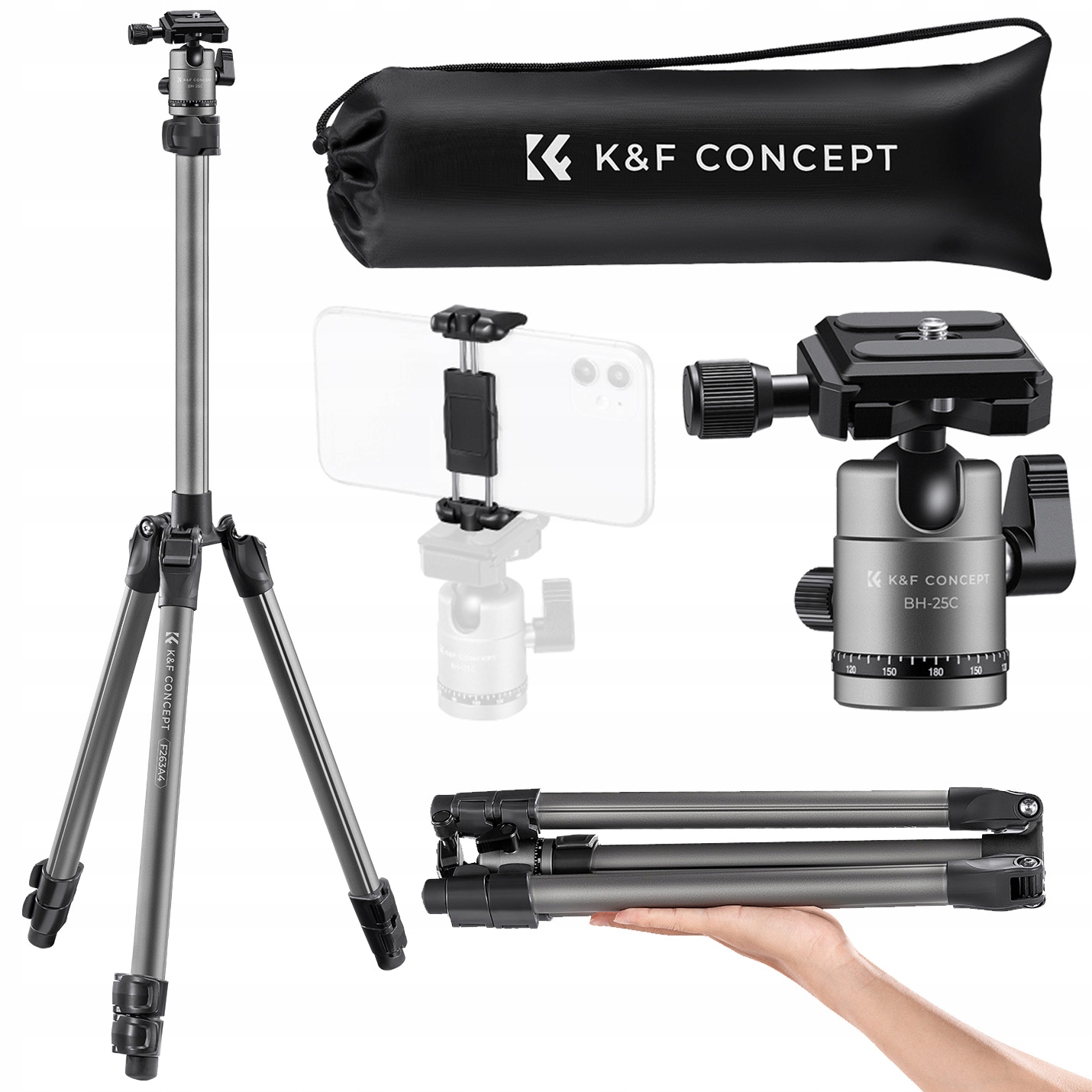 Ultralehký stativ pro fotoaparát telefonu hlava držáku telefonu 1,1 kg Pro