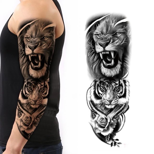 TATUAŻ ZMYWALNY TYMCZASOWY RĘKAW ręka DUŻO WZORÓW TYGRYS LEW B299