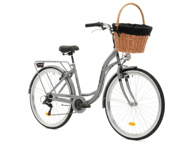 Rower miejski Indiana Moena S7B 28 cali damski Srebrny Koszyk Wkład