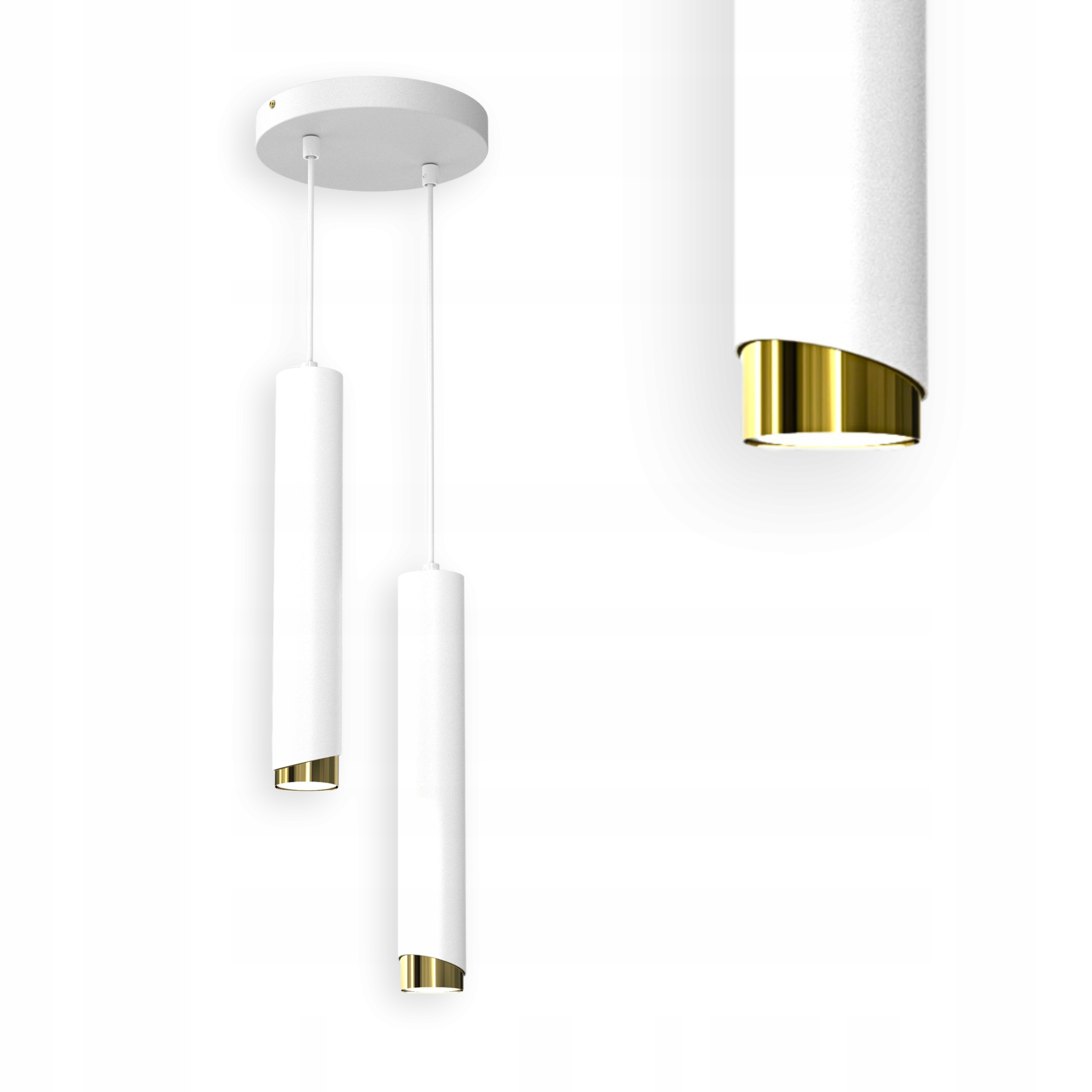 Závěsné Stropní Svítidlo Trubice Kov GU10 Loft Spot Bílá Zlatá