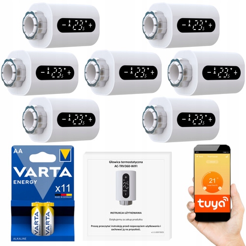 7x Głowica Termostatyczna Wifi Tuya do Sterowania Ogrzewaniem Wodnym, Co