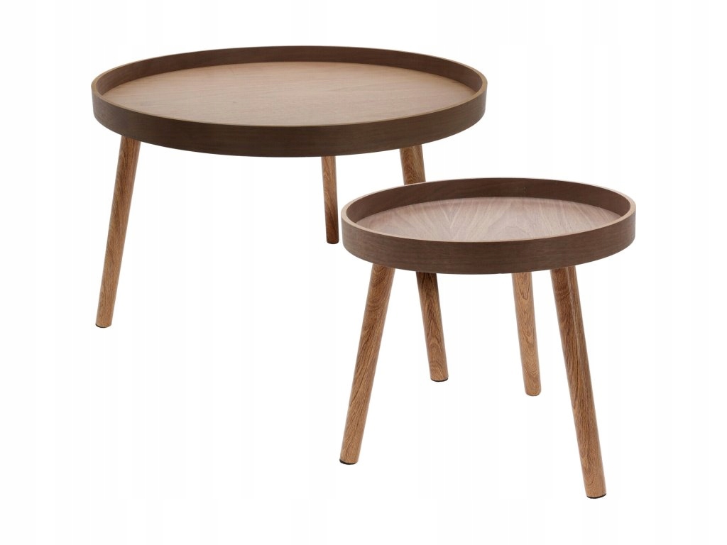 Sada odkládacích stolků ve dvou velikostech, Ø 60 cm, Ø 38 cm, hnědé