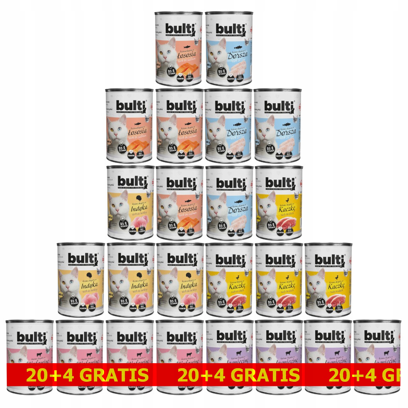 Bulti mokré krmivo pro kočky Mix Chutí konzerva 24 x 400 g