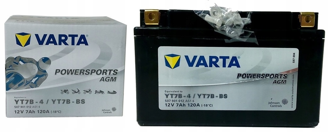 Акумулятор Varta для мотоцикла YT7B-BS 12V 7Ah 120A