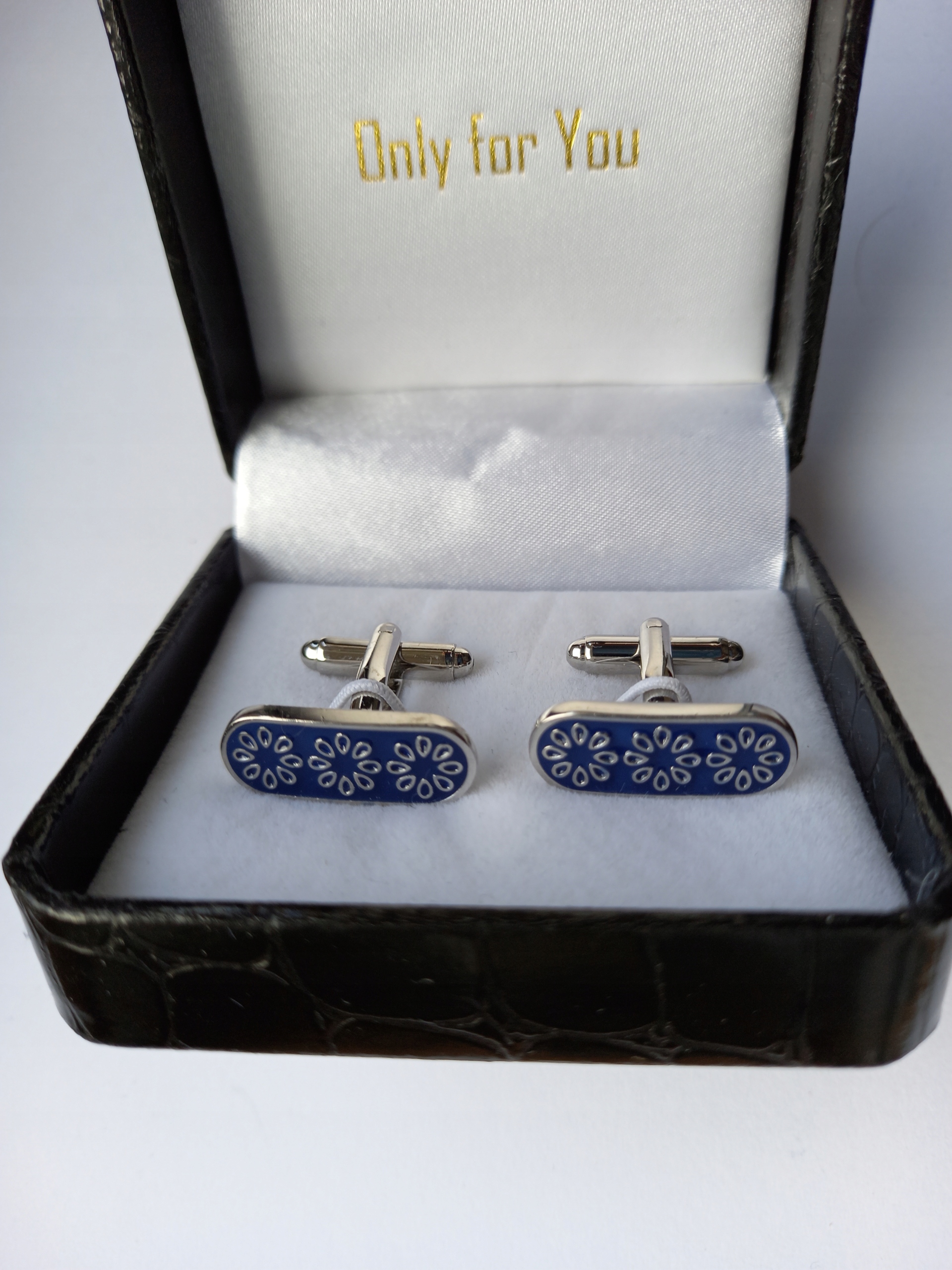 Manžetové knoflíčky na košili Modré květy