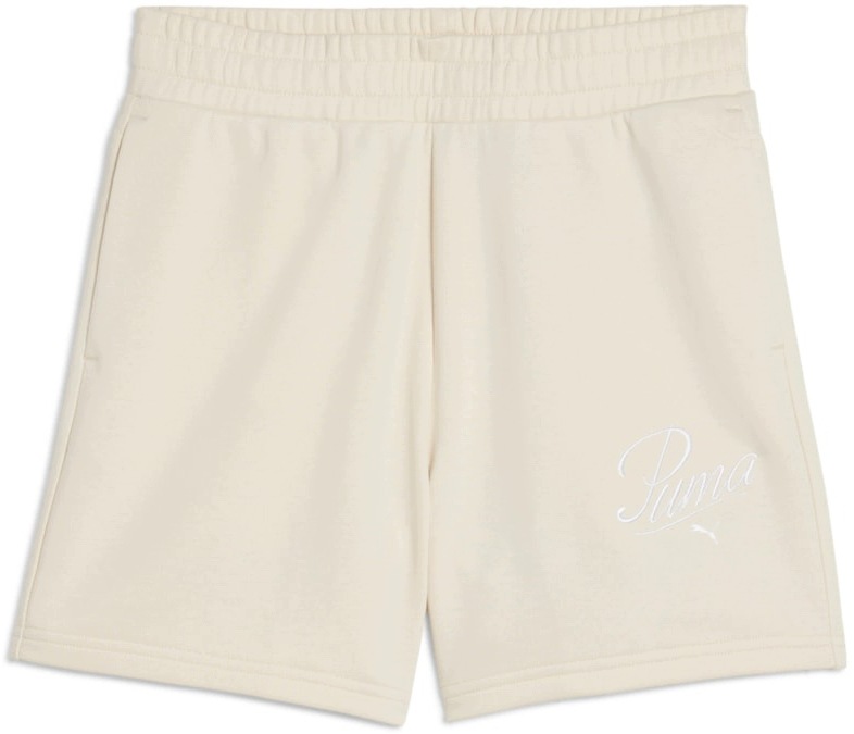 Puma Ess Script High-Waist dámské kraťasy, bílé