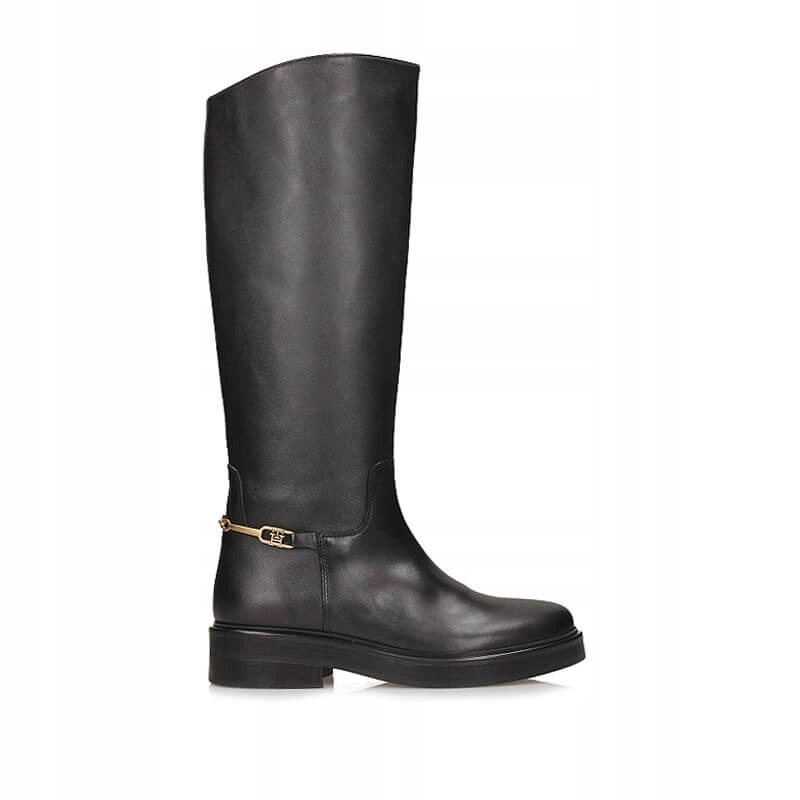 Černé kozačky Tommy Hilfiger FW0FW08863BDSW8B Th Horsebit Riding Long Boot