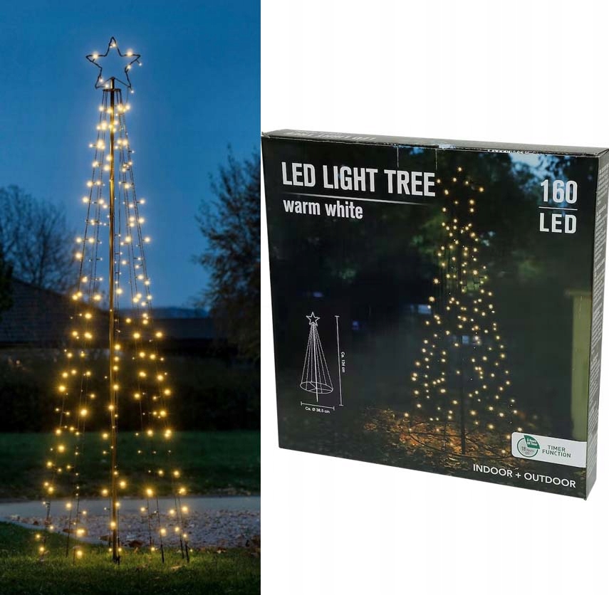 

Choinka Led Metalowa Zewnętrzna 160 Lampek 134cm