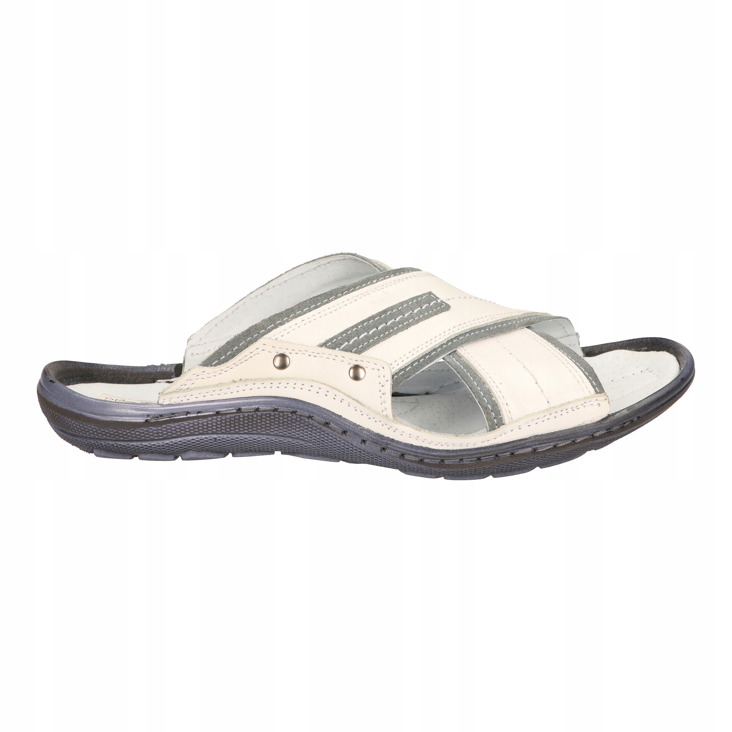 KLAPKI MĘSKIE SKÓRZANE MEDARD R42 BIAŁE POLSKIE