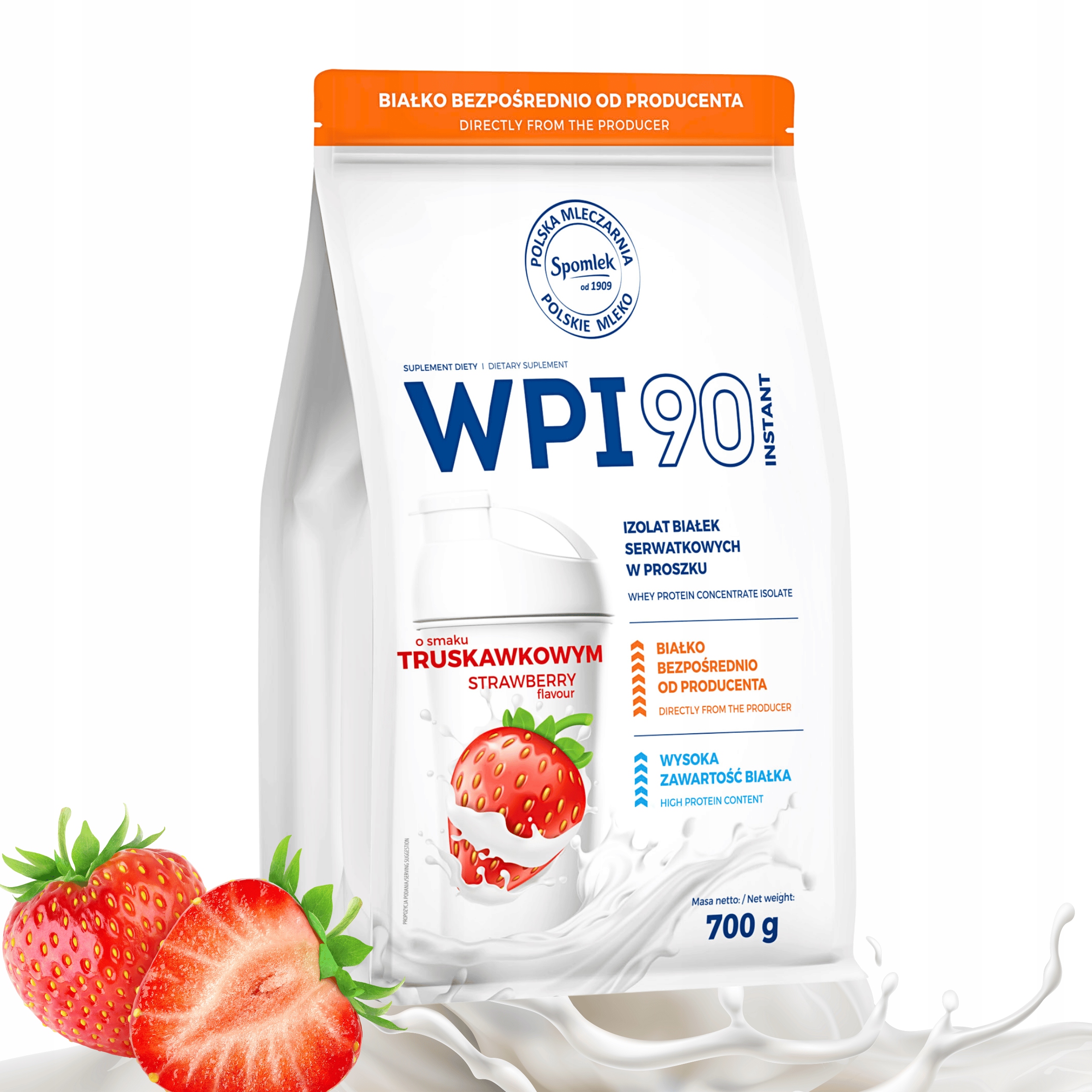 Syrovátkový Proteinový Izolát WPI90 Jahodový Syrovátkový protein 700g Spomlek