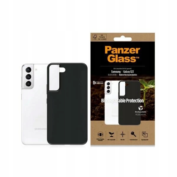 Pouzdro PanzerGlass Biodegradable Case pro Samsung Galaxy S22 černé