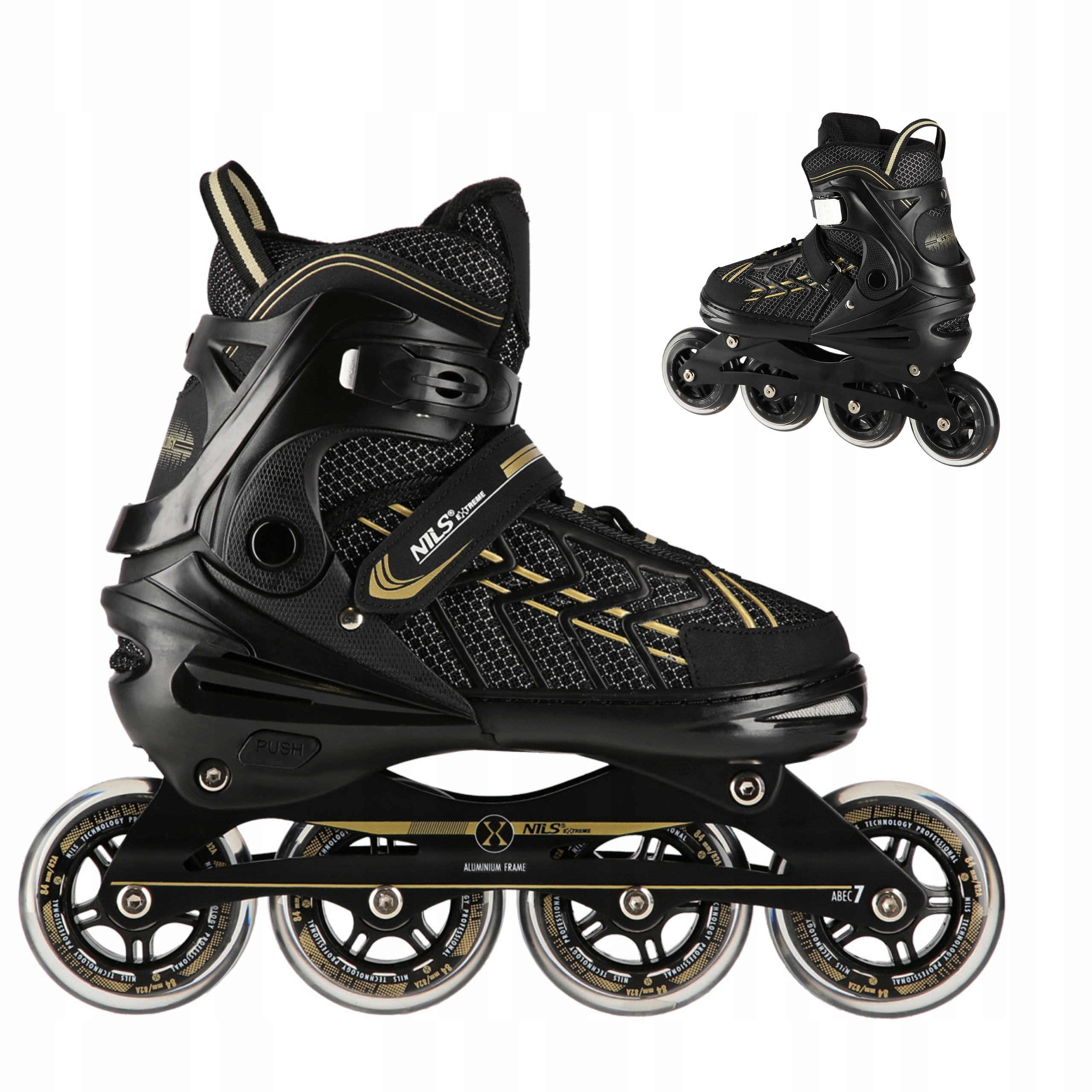 Brusle 2v1 Černo-zlaté Hliníková ližina L 39-42 Nils Extreme