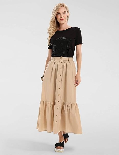 Apart Fashion Béžová Sukně MIDI S Volánem A Páskem 34 6FA