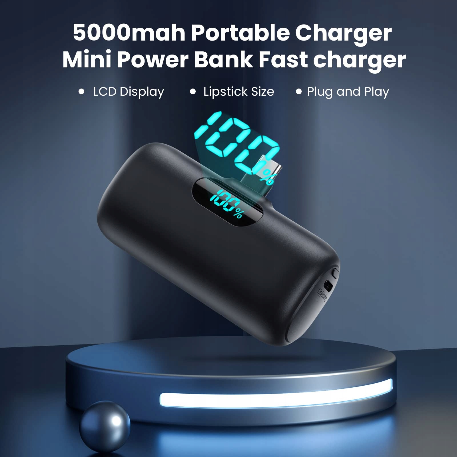 FEOB Power Bank USB C 5000mAh 15W PD Szybkie Ładowanie LCD iPhone Samsung — miniatura 6