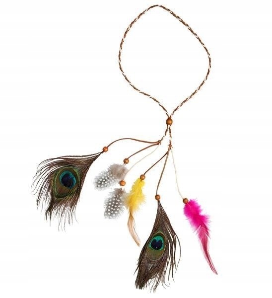 

Opaska Indiańska Z Pawimi Piórkami Pawie Pióro