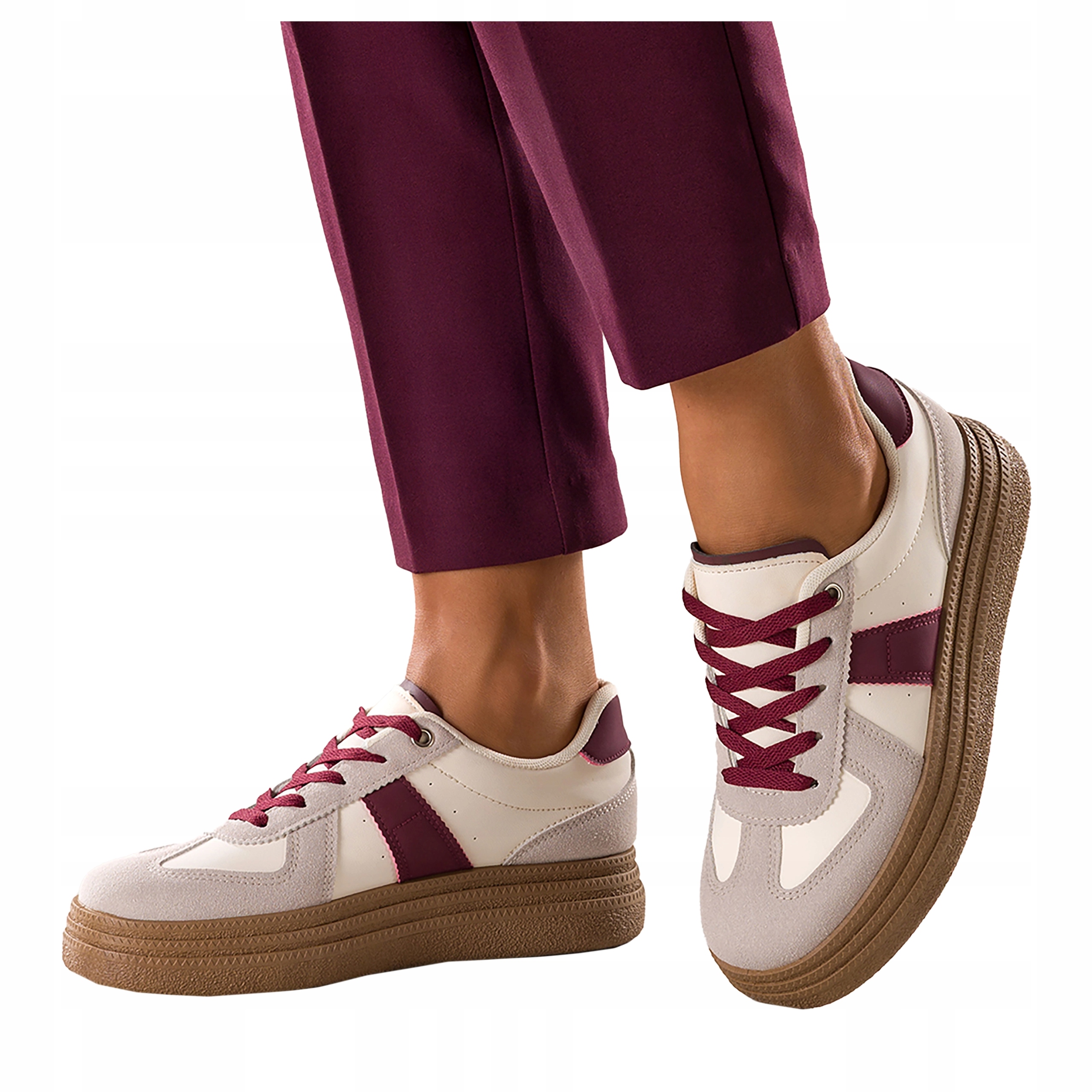 Sneakersy Béžové Dámské Sportovní Pohodlné Šněrovací Platforma Lehké r 40