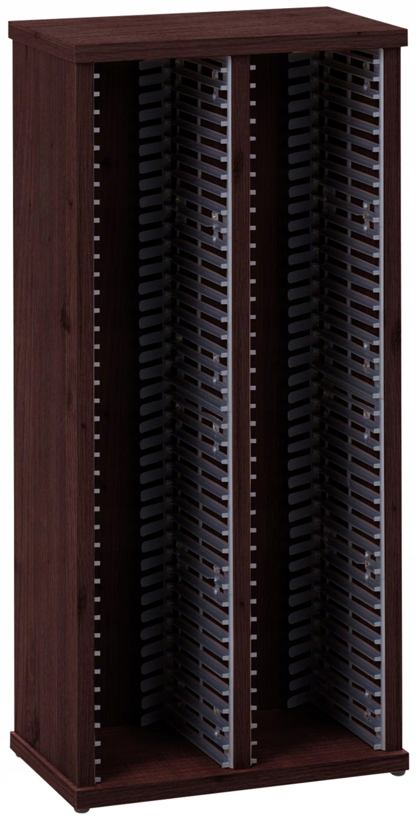 Kontajner na CD, stojan, regál 80 CD, audio, dvojitý, wenge, polička Zložená