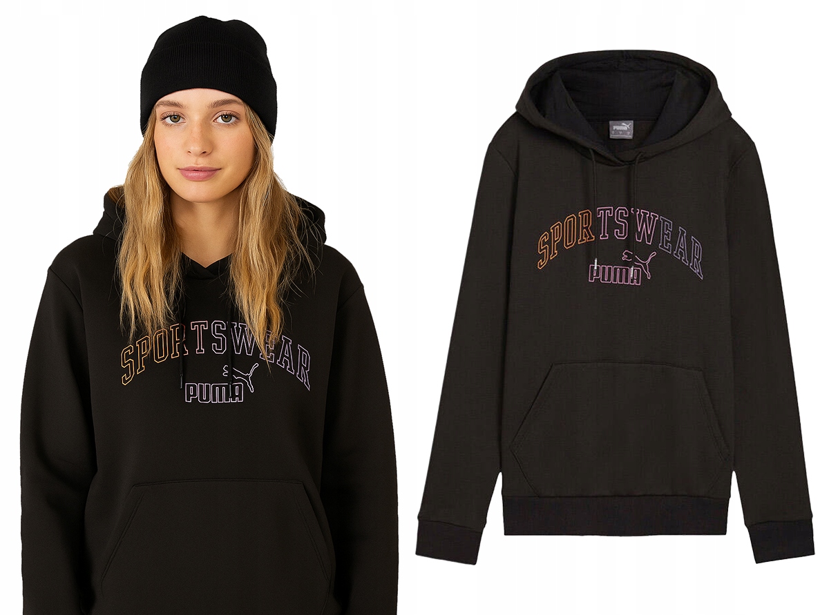 Mikina s kapucí Puma 682987 01 zateplená, černá, velikost S