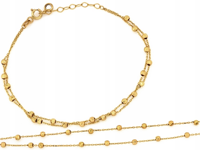 Zlatý náramek s přívěsky 585 diamantové kuličky r20 dárek 1.88 g
