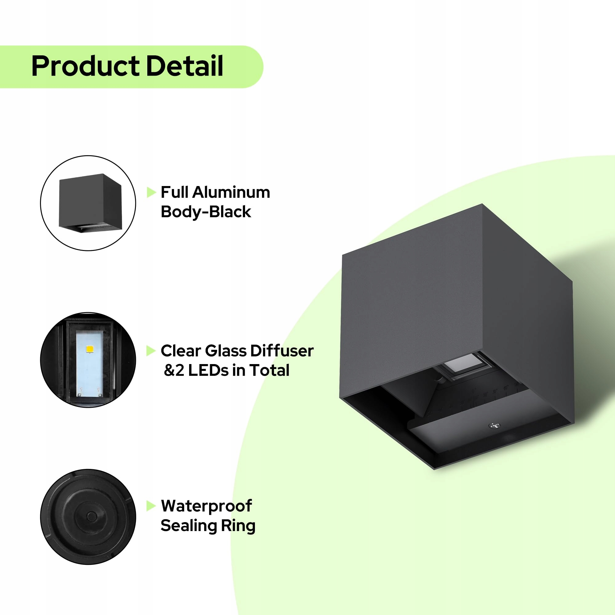Lampa Zewnętrzna LED Ścienna Wodoodporna Czarna Do Tarasu 6W IP65 AURALAB — miniatura 5