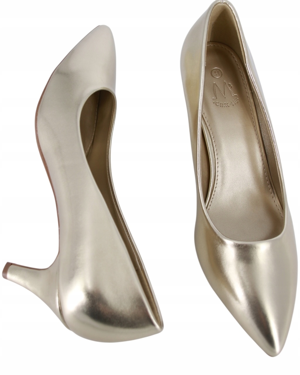 Lodičky Na Podpatku 7,5 CM Lodičky Pohodlné Boty Zlaté Silvestr 43