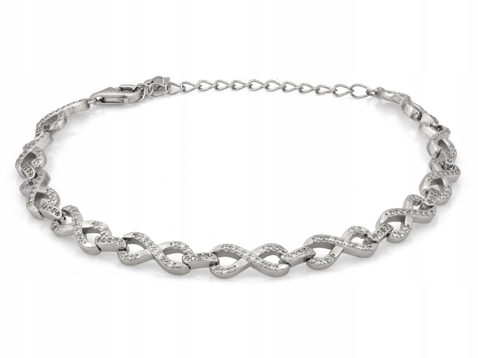 Stříbrný dámský náramek 925 Nekonečna se zirkony jako dárek r24