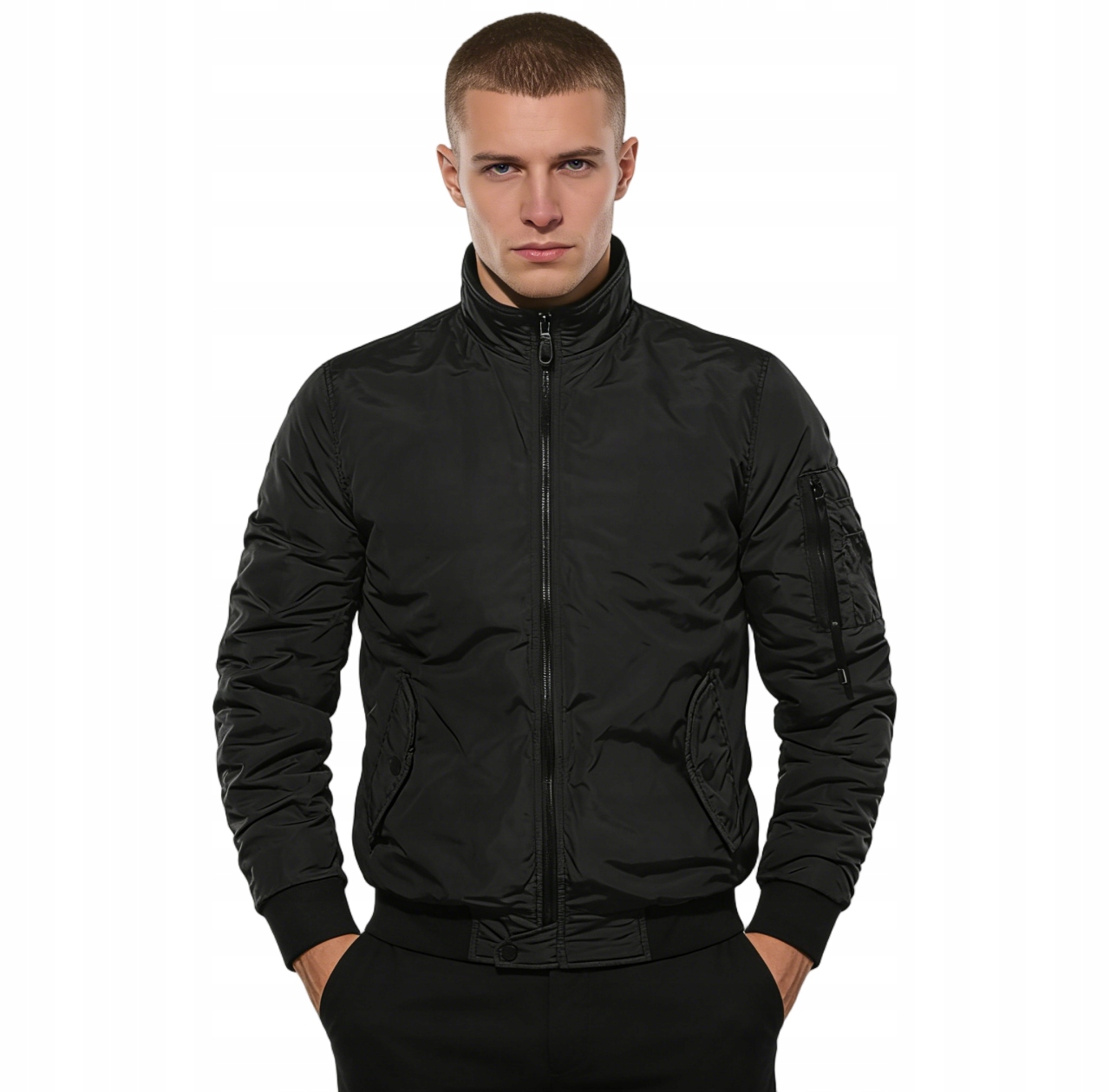 Pánská přechodová bomber bunda s podšívkou a elastickými manžetami, velikost L