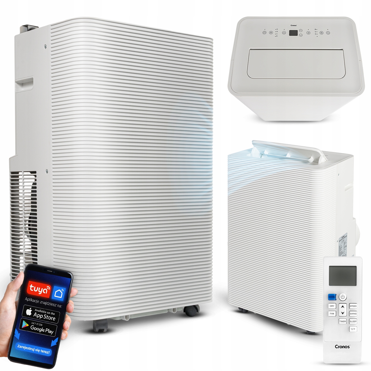 Prenosná Klimatizácia 3500W Tichá 3,5KW 32m2 Pilot WiFi Doplnky Cronos