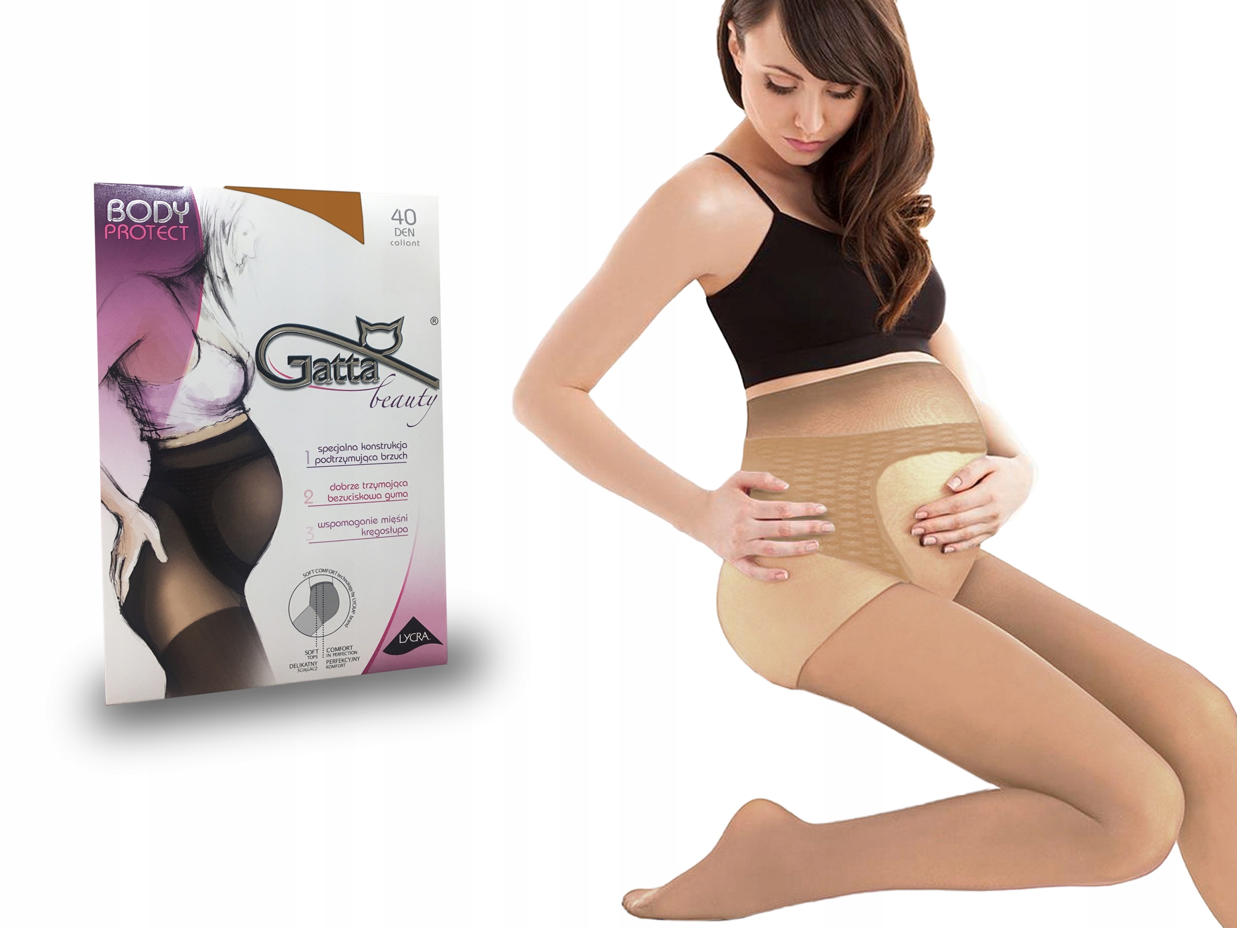 

Rajstopy ciążowe Gatta Protect 40 den, golden, 4-L
