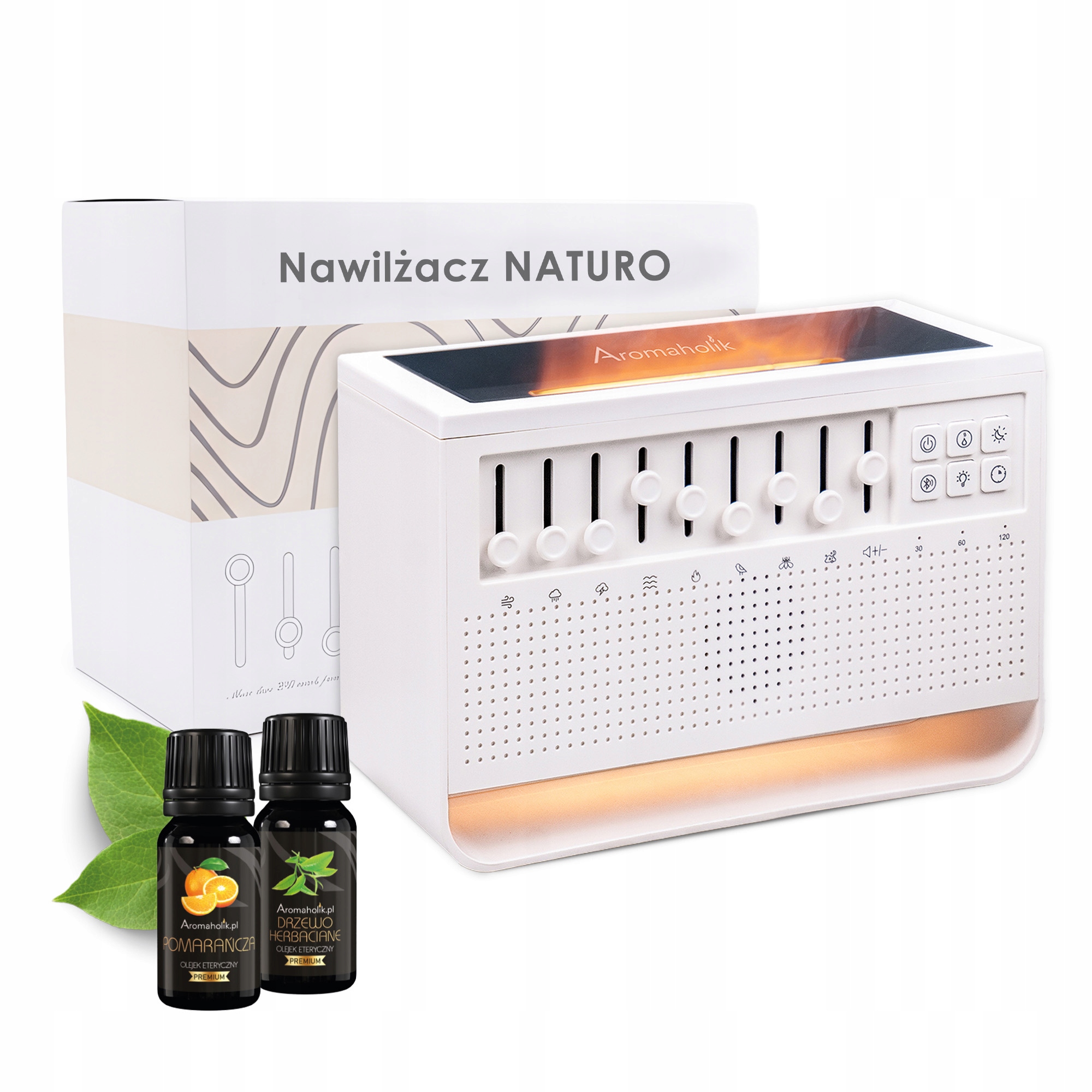 Dyfuzor do Olejków Eterycznych| Biały Szum Lampka Nocna Efekt Płomienia