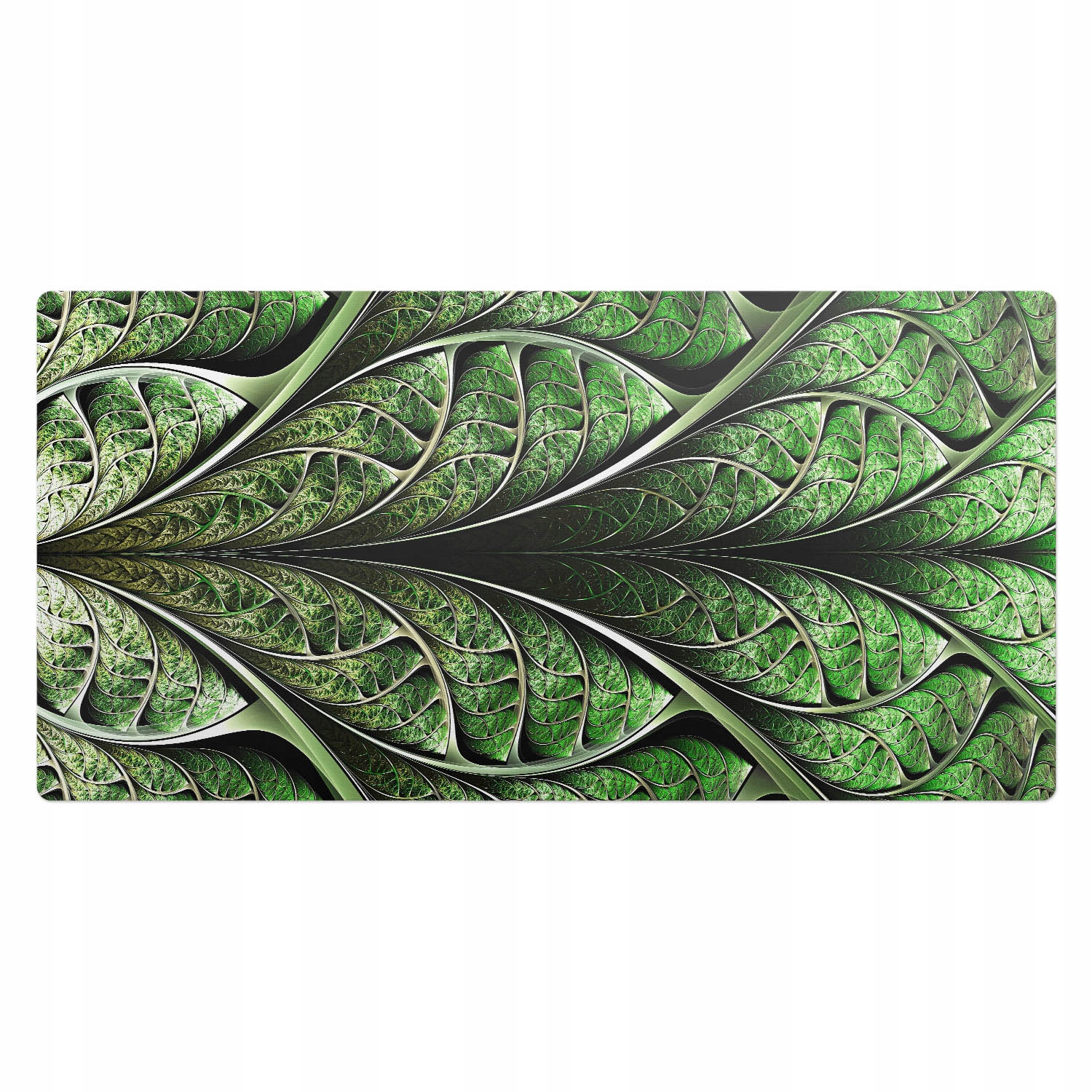 Prostiskluzová podložka pod myš a klávesnici Fraktální motiv listů 100 x 50 cm