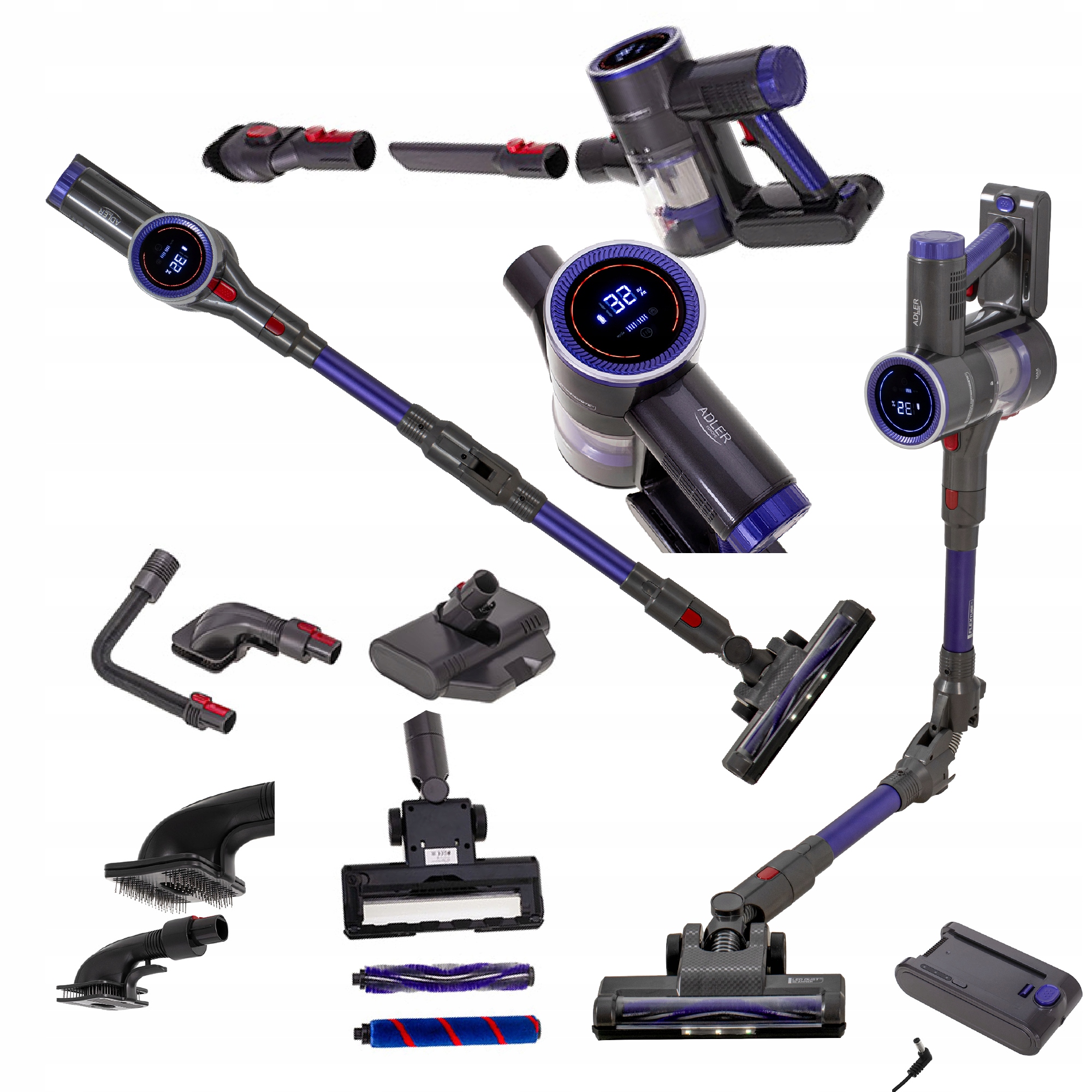 Tyčový Vysavač Bezdrátový Akumulátorový Bezsáčkový Vysavač Flex Led