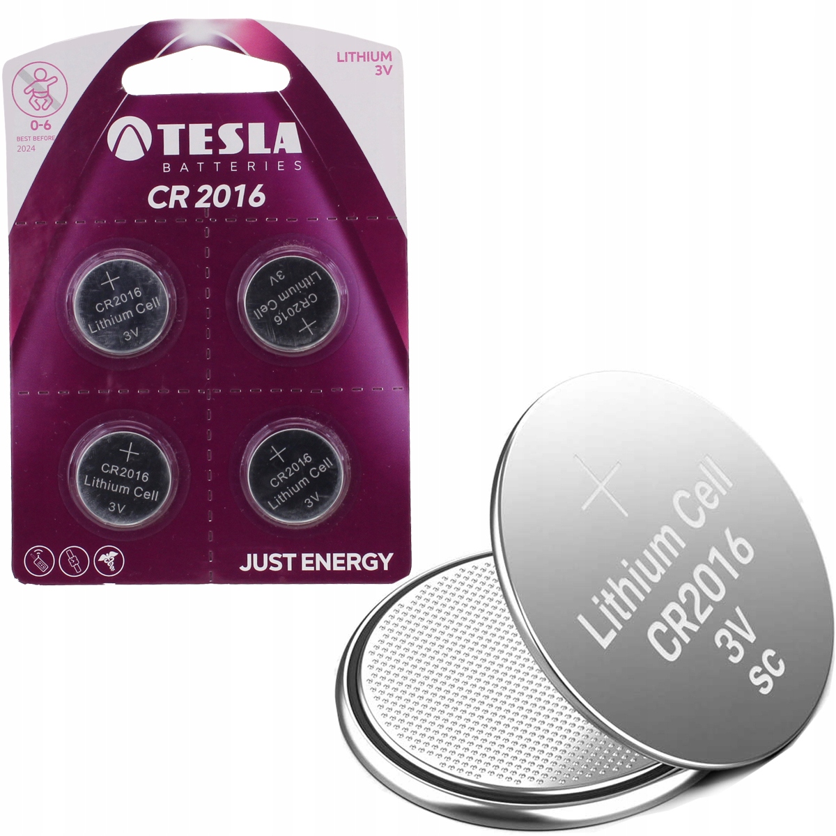 

Baterie CR2016 Tesla 4SZT Bateria Litowa Guzikowa