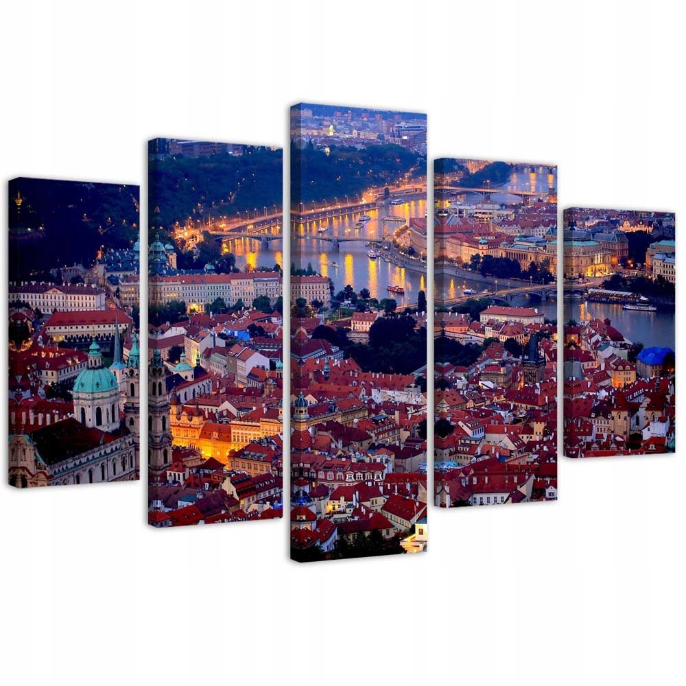 5-dielny obraz na plátne, Praha za súmraku 100x70