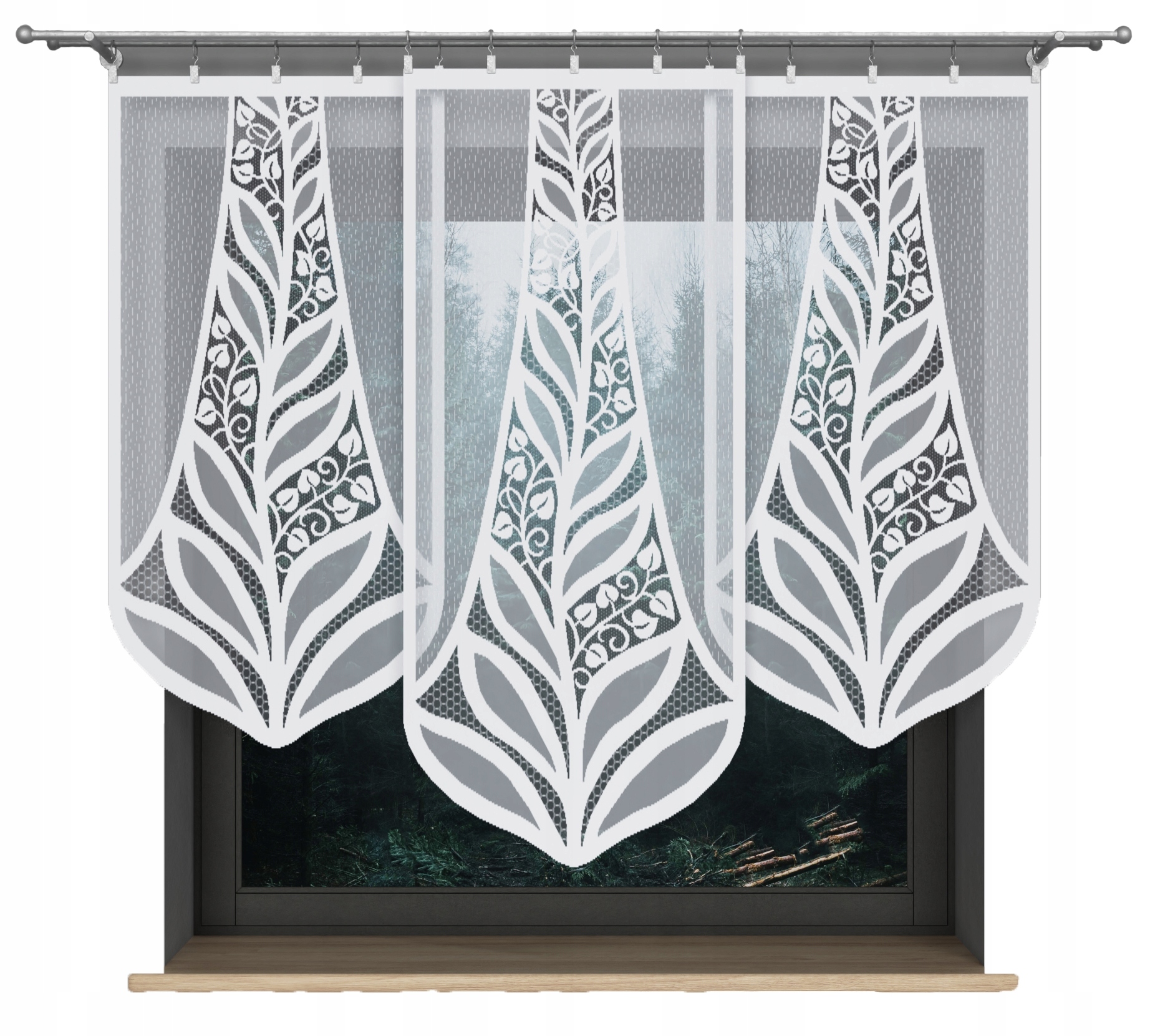 

Panel Ażur Firana Gotowa Firanka Żakardowa Biała