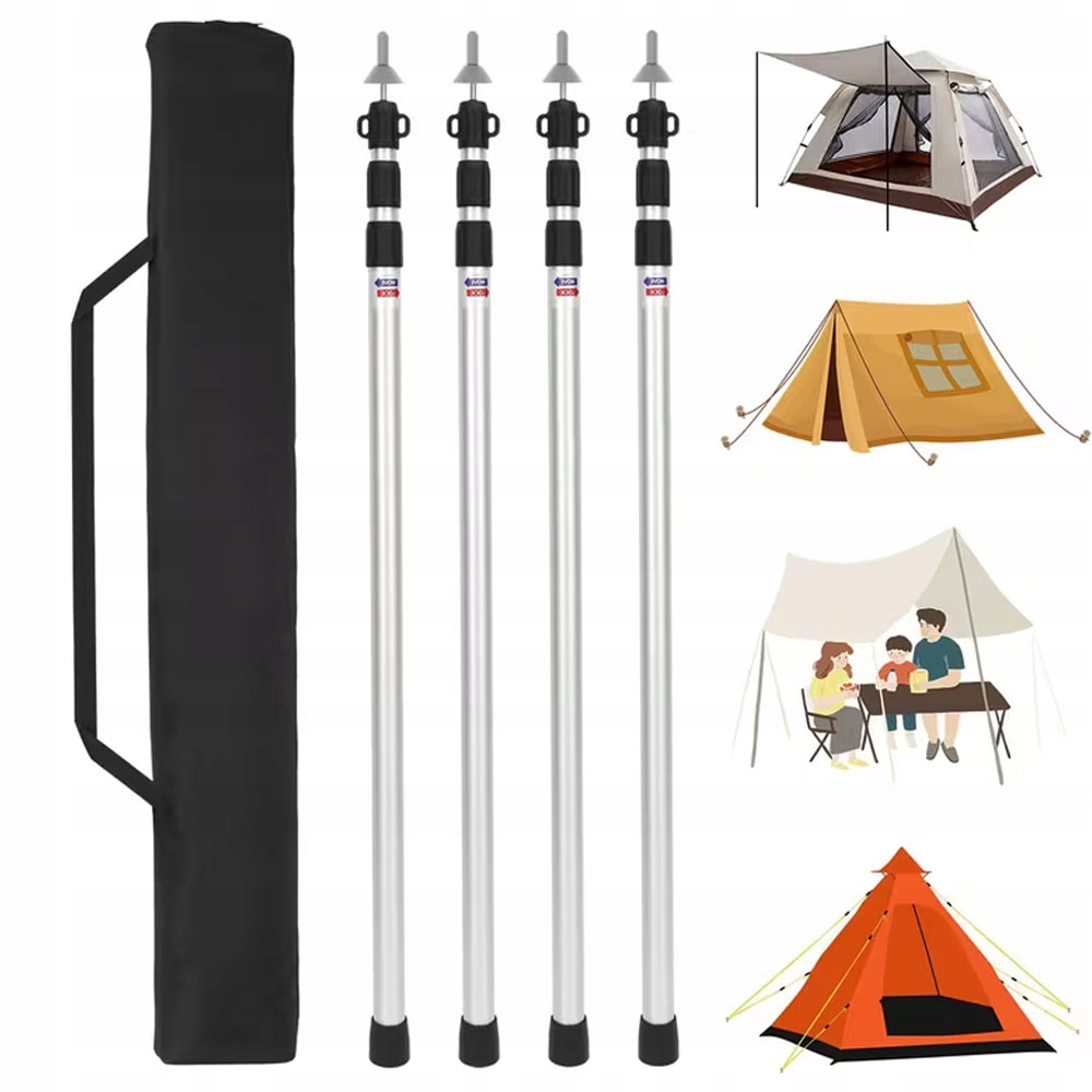 Bedee Stanové tyče 4x Teleskopický stožár ze slitiny hliníku Ultralehké