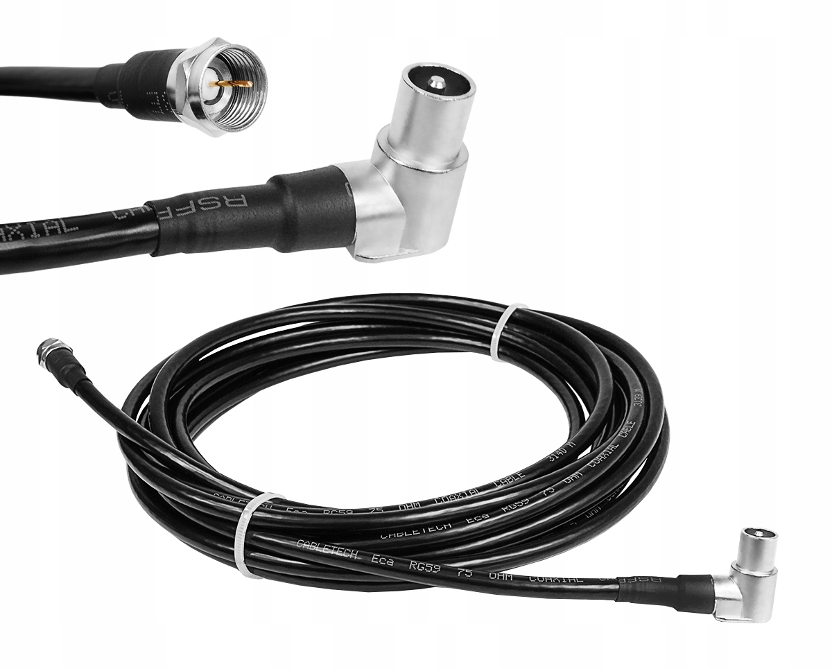 Anténní Koaxiální Kabel Externí Tv Konektor Úhlový Konektor F 20 m