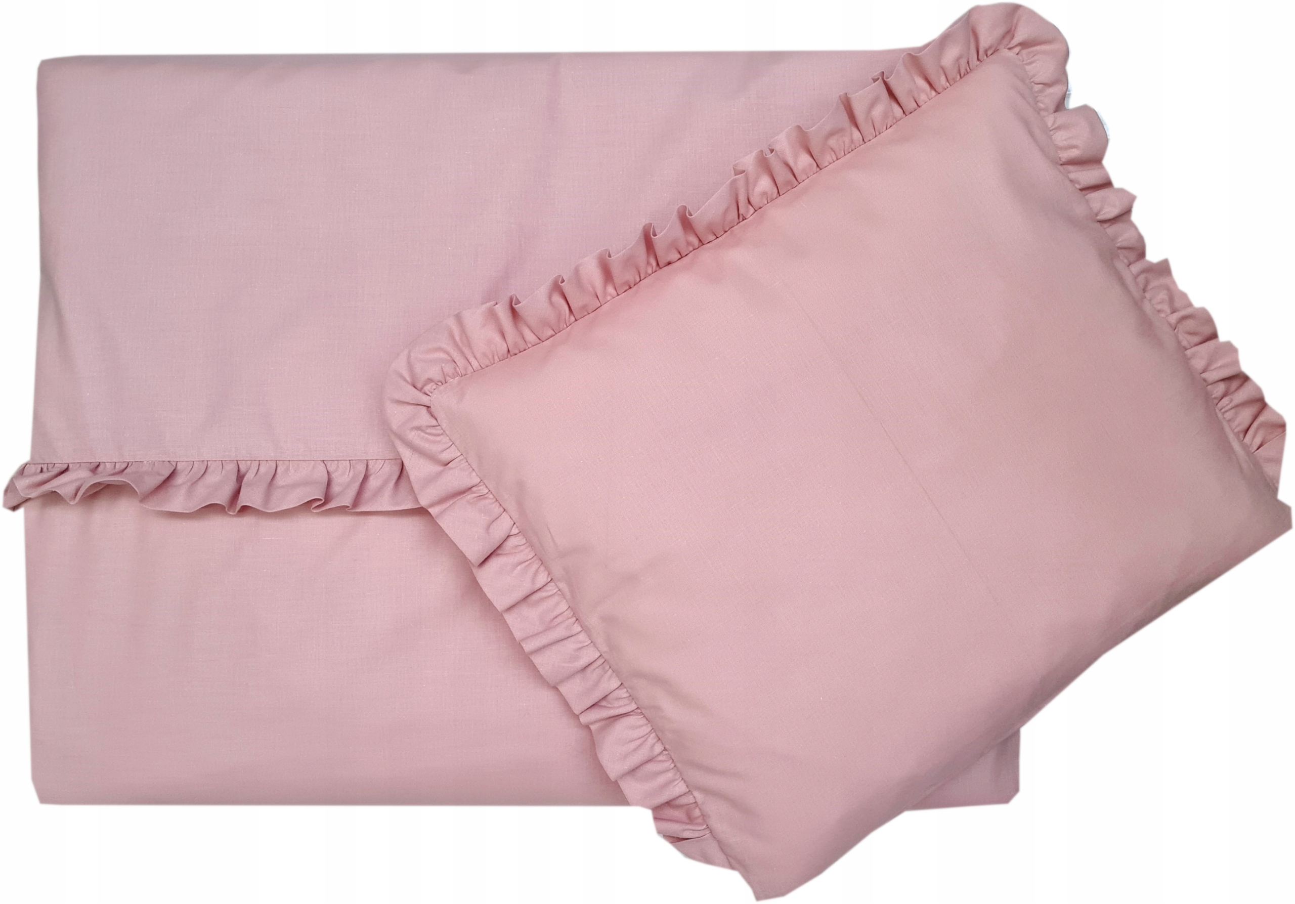 LaMinia Pościel do Chicco Next2Me 4el PUDROWY RÓŻ Z FALBANKĄ