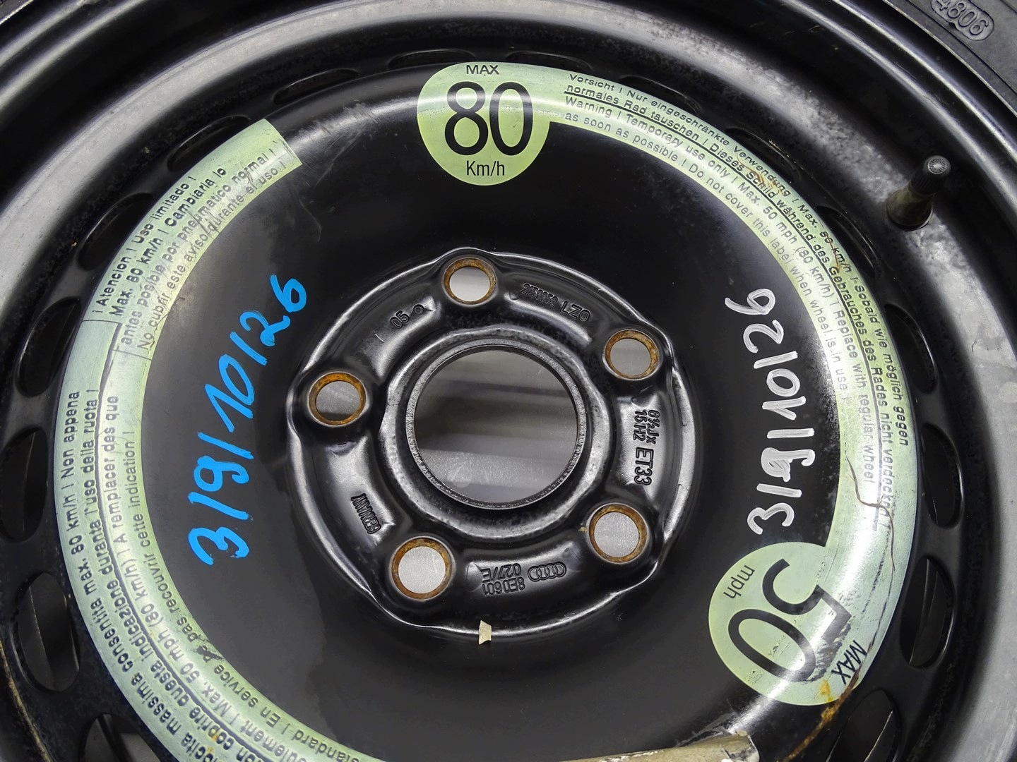 roue roue de secours roue de secours AUDI A4 B6 B7 A6 C5 195/65/15 R15 ET33 8E0601027E