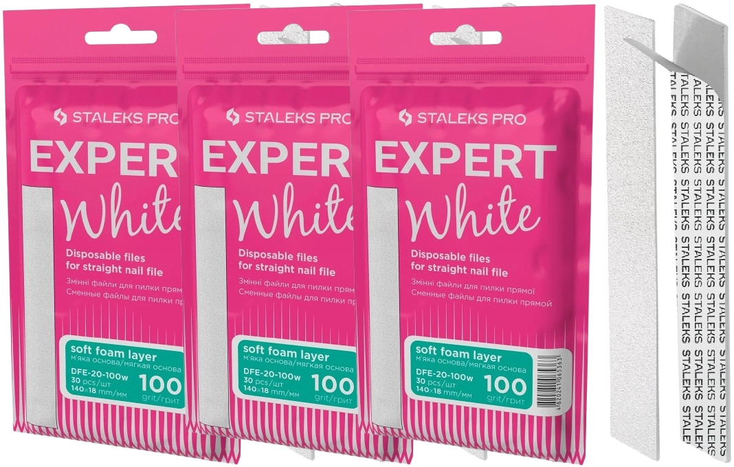 Staleks Vyměnitelné bílé pilníky pro rovný pilník 20 100 Grit 90 kusů
