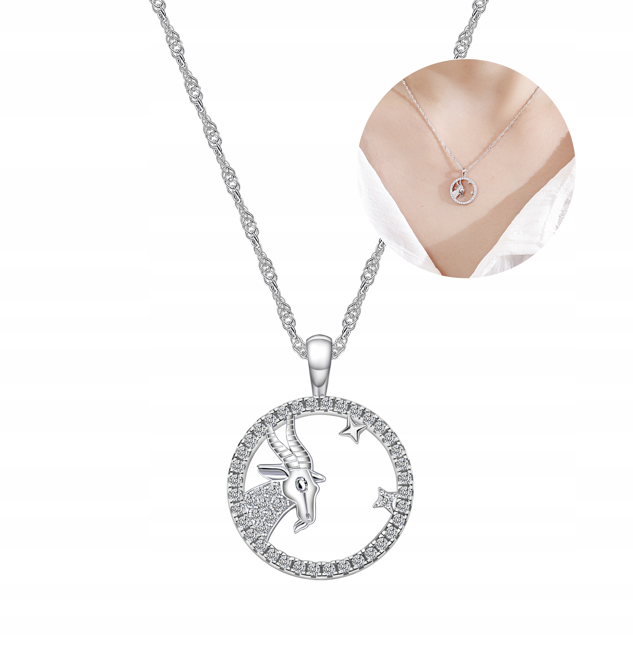 Stříbrný dámský náhrdelník stříbro znamení zvěrokruhu Kozoroh stříbro o ryzosti 925