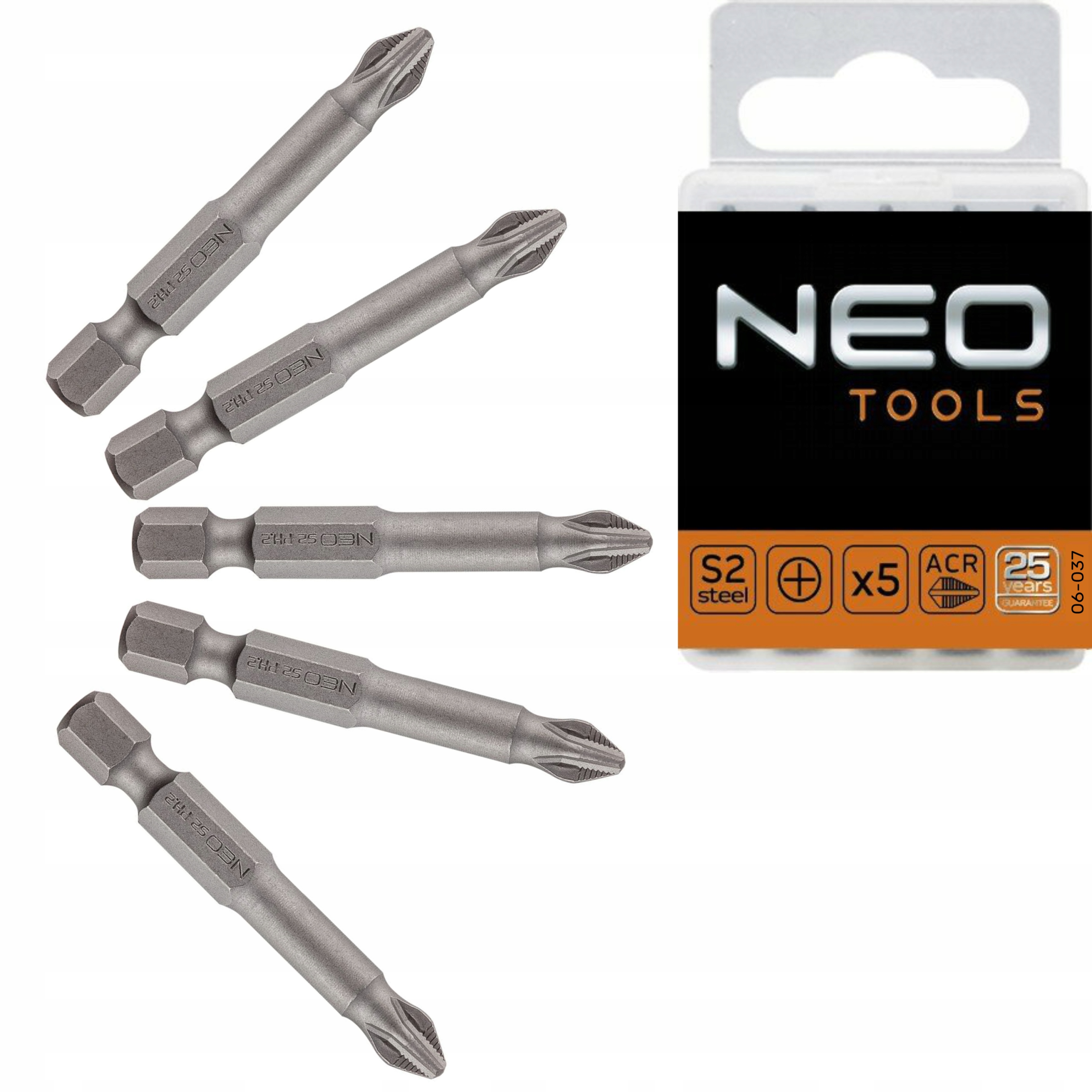 

Neo 06-037 Końcówki Wkrętakowe PH2X50MM, 5SZT Acr