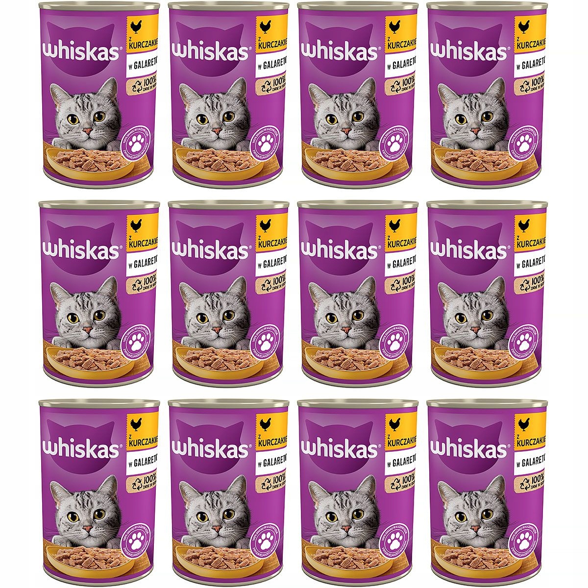 Levně Whiskas Plechovka 400 g Krmivo Vlhké kuře v želé 12 x 400