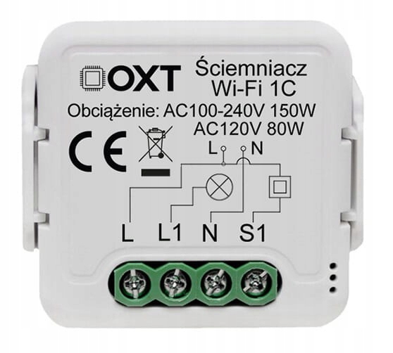 

Mini Ściemniacz światła 1 kanałowy 1CH WiFi Tuya