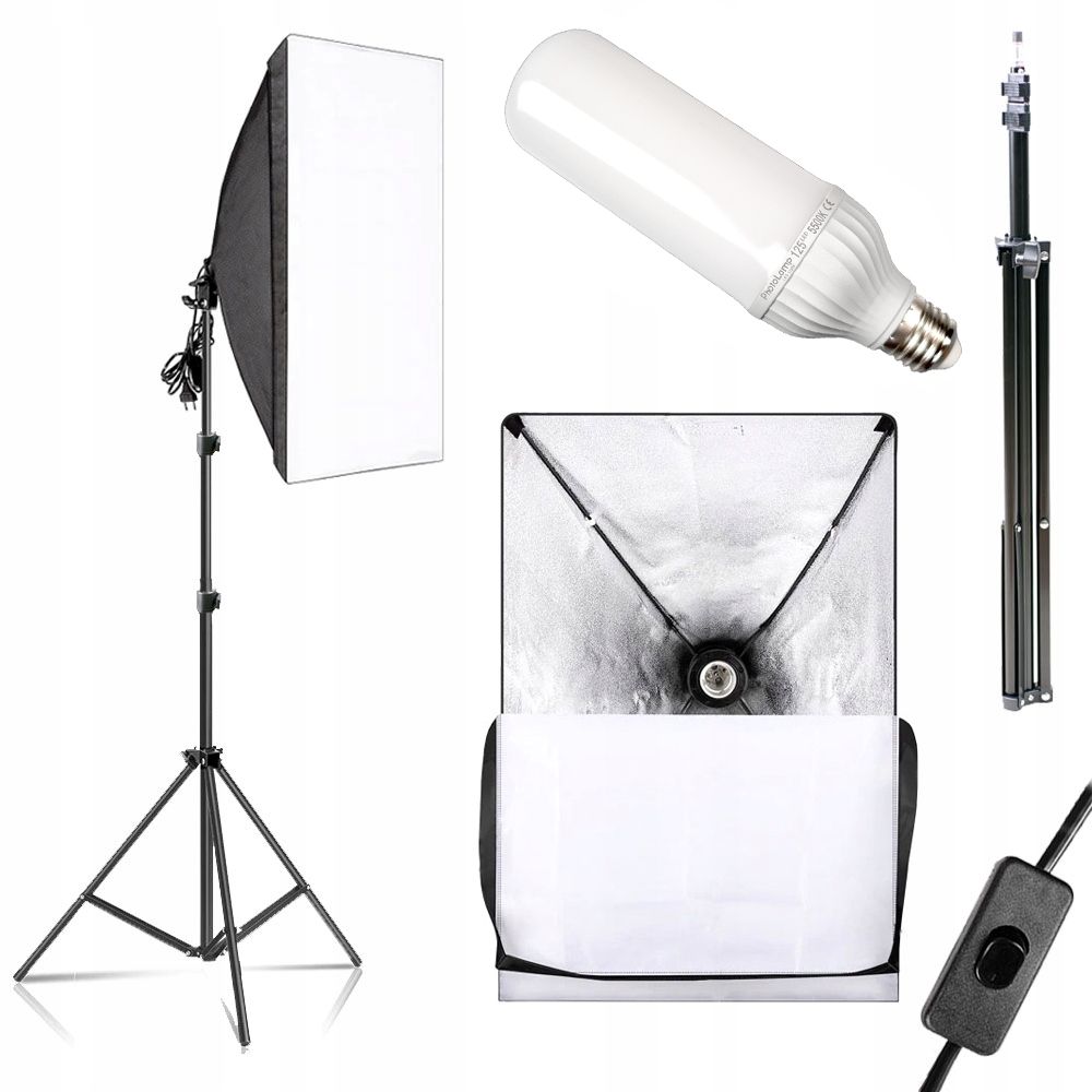Set Led Kontinuální Světlo Softbox 50x70 125W 300W stativ 230 cm 803