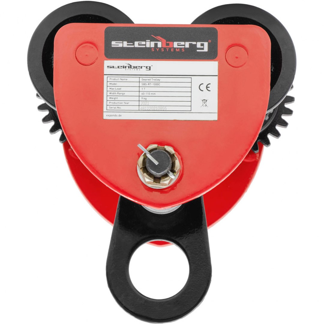 WÓZEK SUWNICOWY BELKOWY RĘCZNY PODWIESZANY Z ŁAŃCUCHEM 60-110 MM 1000 KG EAN (GTIN) 4062859012487