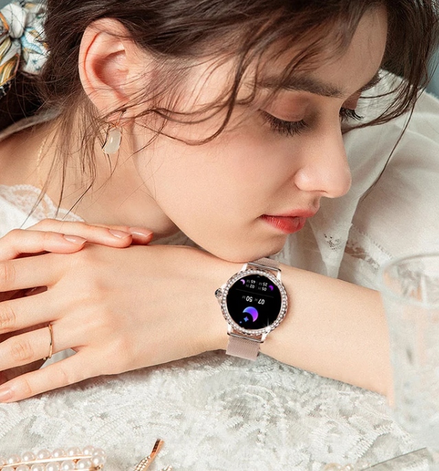 SMARTWATCH ELEGANCKI ZEGAREK DAMSKI POLSKIE MENU 2 paski Transmisja danych brak