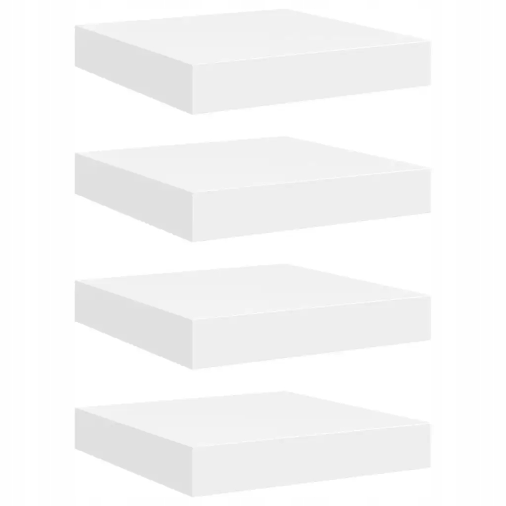 Sada 4 bílých nástěnných polic z Mdf 23x23,5x3,8 cm