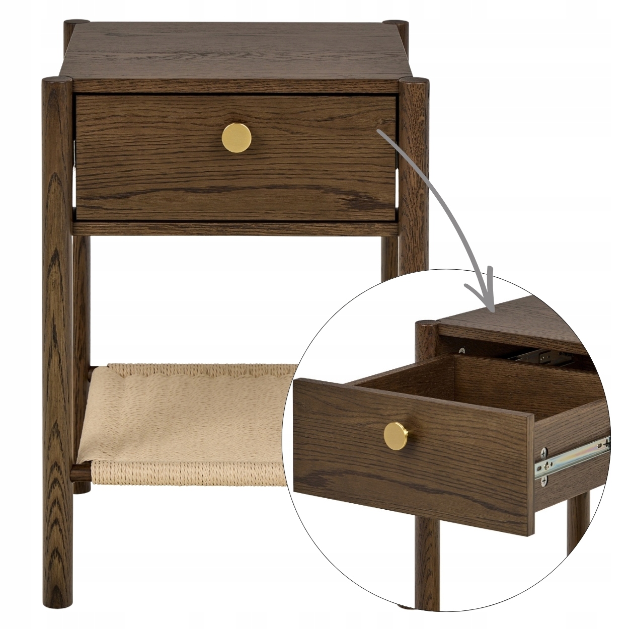 Nočná Skrinka So Zásuvkou nočný stolík hnedý do spálne industriálna polica